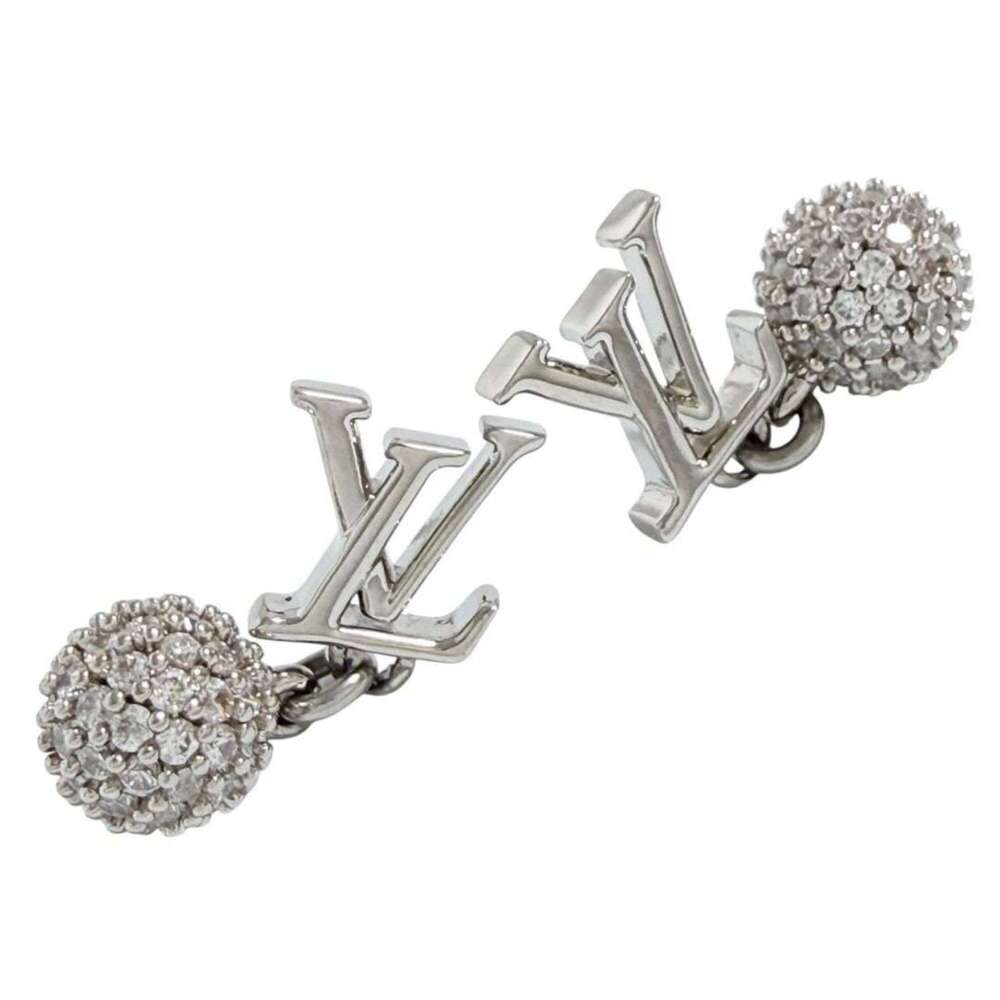 Louis Vuitton Women's Earrings, LV Iconic Louisa Strass, Silver Color